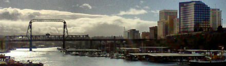 Photo of the newly renovated Murray Morgan Bridge as viewed from the Puget Sound Institute offices in Tacoma.